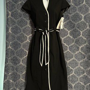 Studio 1 NWT women's 8 black short sleeve button down career dress
